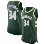Men's Milwaukee Bucks #34 Giannis Antetokounmpo Nike Hunter Green 2020-21 Authentic Jersey