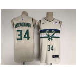 Men's Milwaukee Bucks #34 Giannis Antetokounmpo Swingman Cream City Player Jersey
