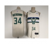 Men's Milwaukee Bucks #34 Giannis Antetokounmpo Swingman Cream City Player Jersey