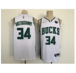 Men's Milwaukee Bucks #34 Milwaukee Bucks White 2021-22 City Ediition Stitched Basketball Jersey