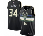 Men's Milwaukee Bucks #34 Ray Allen Authentic Black Finished Basketball Jersey - Statement Edition