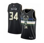 Men's Milwaukee Bucks #34 Ray Allen Swingman Black Finished Basketball Jersey - Statement Edition