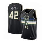 Men's Milwaukee Bucks #42 Robin Lopez Authentic Black Finished Basketball Jersey - Statement Edition