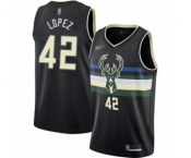 Men's Milwaukee Bucks #42 Robin Lopez Authentic Black Finished Basketball Jersey - Statement Edition