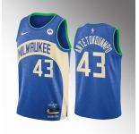 Men's Milwaukee Bucks #43 Thanasis Antetokounmpo Blue 2023-24 City Edition Stitched Basketball Jersey