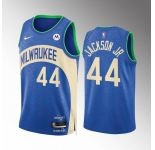 Men's Milwaukee Bucks #44 Andre Jackson Jr. Blue 2023-24 City Edition Stitched Basketball Jersey