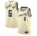 Men's Milwaukee Bucks #5 Gary Trent Jr. Cream 2025-26 City Edition Swingman Stitched Basketball Jersey