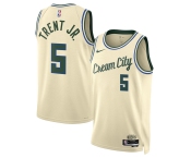 Men's Milwaukee Bucks #5 Gary Trent Jr. Cream 2025-26 City Edition Swingman Stitched Basketball Jersey