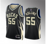 Men's Milwaukee Bucks #55 Ryan Rollins Black Statement Edition Stitched Basketball Jersey