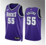 Men's Milwaukee Bucks #55 Ryan Rollins Purple Classic Edition Stitched Basketball Jersey