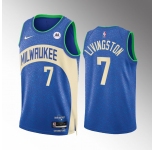 Men's Milwaukee Bucks #7 Chris Livingston Blue 2023-24 City Edition Stitched Basketball Jersey