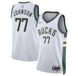 Men's Milwaukee Bucks #77 AJ Johnson White 2024 Draft Association Edition Stitched Basketball Jersey