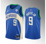 Men's Milwaukee Bucks #9 Bobby Portis Blue 2023-24 City Edition Stitched Basketball Jersey
