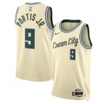 Men's Milwaukee Bucks #9 Bobby Portis Cream 2025-26 City Edition Swingman Stitched Basketball Jersey