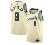Men's Milwaukee Bucks #9 Bobby Portis Cream 2025-26 City Edition Swingman Stitched Basketball Jersey