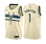 Men's Nike Milwaukee Bucks #1 Oscar Robertson Authentic Cream NBA Jersey - City Edition