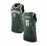 Men's Nike Milwaukee Bucks #11 Brook Lopez Authentic Green NBA Jersey - Icon Edition