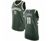 Men's Nike Milwaukee Bucks #11 Brook Lopez Authentic Green NBA Jersey - Icon Edition