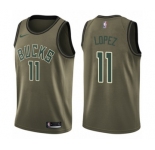 Men's Nike Milwaukee Bucks #11 Brook Lopez Swingman Green Salute to Service NBA Jersey