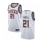 Men's Nike Milwaukee Bucks #21 Tony Snell Swingman White Fashion Hardwood Classics NBA Jersey