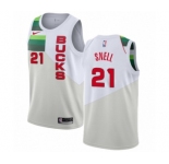 Men's Nike Milwaukee Bucks #21 Tony Snell White Swingman Jersey - Earned Edition
