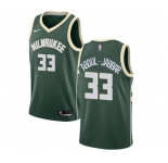 Men's Nike Milwaukee Bucks #33 Kareem Abdul-Jabbar Swingman Green Road NBA Jersey - Icon Edition