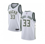 Men's Nike Milwaukee Bucks #33 Kareem Abdul-Jabbar Swingman White Home NBA Jersey - Association Edition