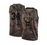 Men's Nike Milwaukee Bucks #34 Giannis Antetokounmpo Swingman Camo Realtree Collection NBA Jersey