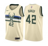 Men's Nike Milwaukee Bucks #42 Vin Baker Swingman Cream NBA Jersey - City Edition