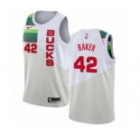 Men's Nike Milwaukee Bucks #42 Vin Baker White Swingman Jersey - Earned Edition