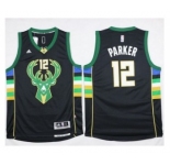 NBA Men Milwaukee Bucks #12 Jabari Parker Black Alternate Stitched Jersey