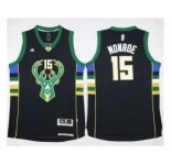 NBA Men Milwaukee Bucks #15 Greg Monroe Black Stitched Jersey