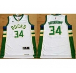 NBA Men Milwaukee Bucks #34 Giannis Antetokounmpo White Revolution 30 Stitched jersey