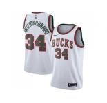 Nike Milwaukee Bucks #34 Giannis Antetokounmpo White Throwback Hardwood Classics NBA Swingman Jersey