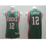 nba milwaukee bucks #12 parker green[revolution 30 swingman]