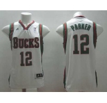 nba milwaukee bucks #12 parker white[revolution 30 swingman]