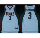 nba milwaukee bucks #3 brandon jennings white[revolution 30 swingman